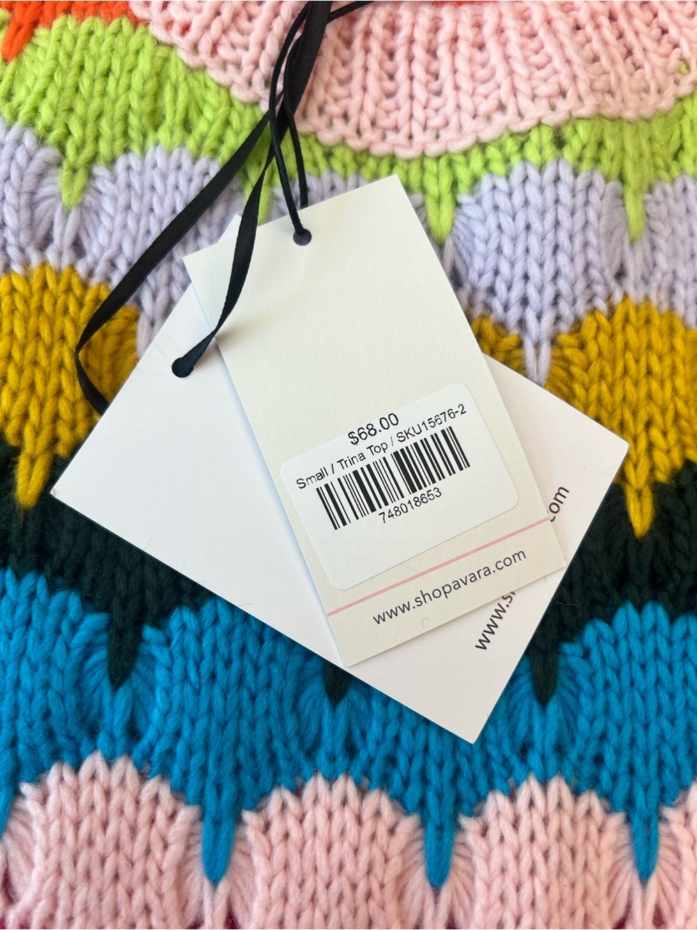 J. NNA Multicolor Fish Scales Pattern Knit Sweater Short Sleeve Top sz S NWT - Picture 6 of 9